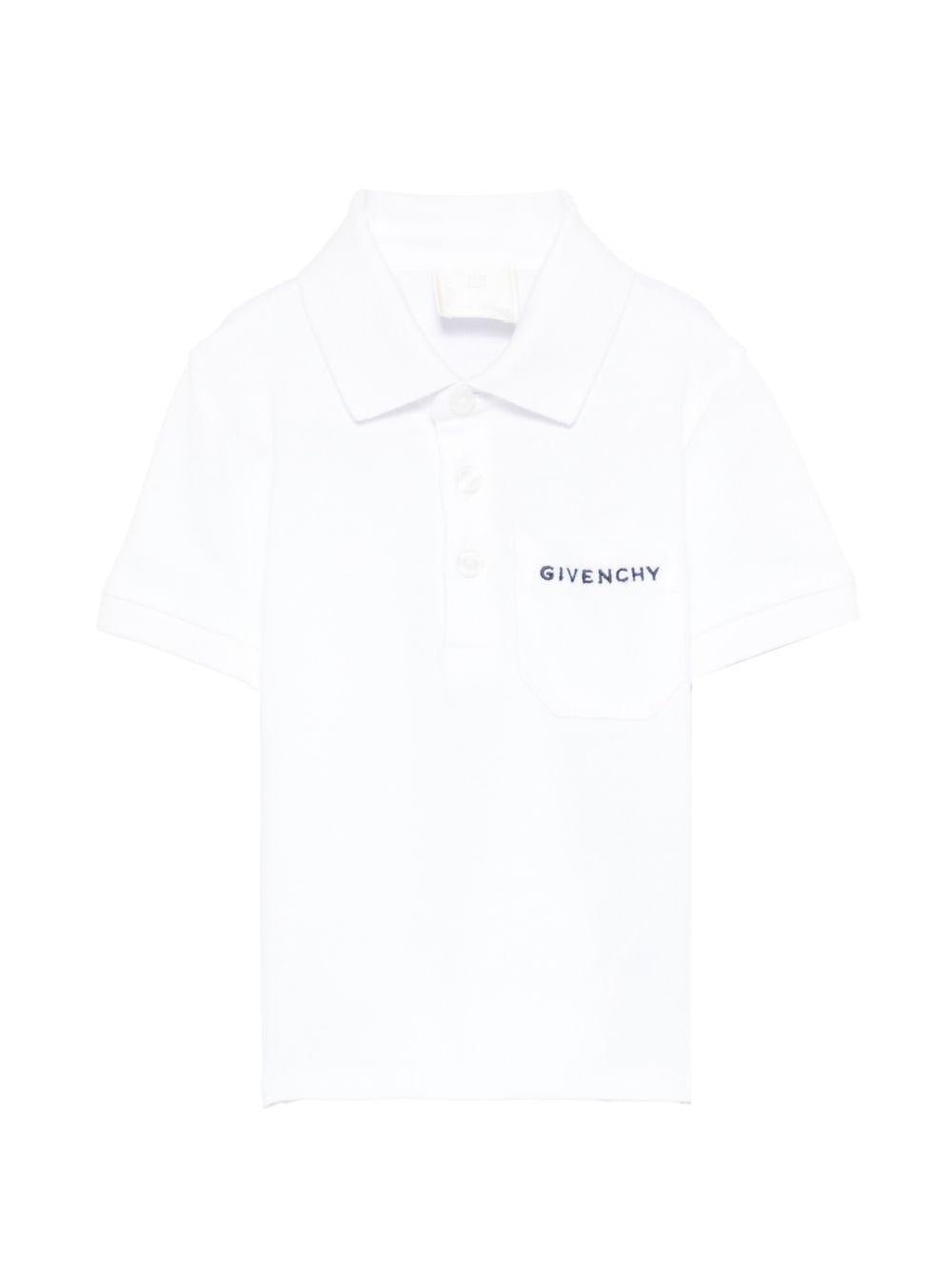 T-shirt per neonato Givenchy Kids bianca con colletto stile polo - Rubino Kids