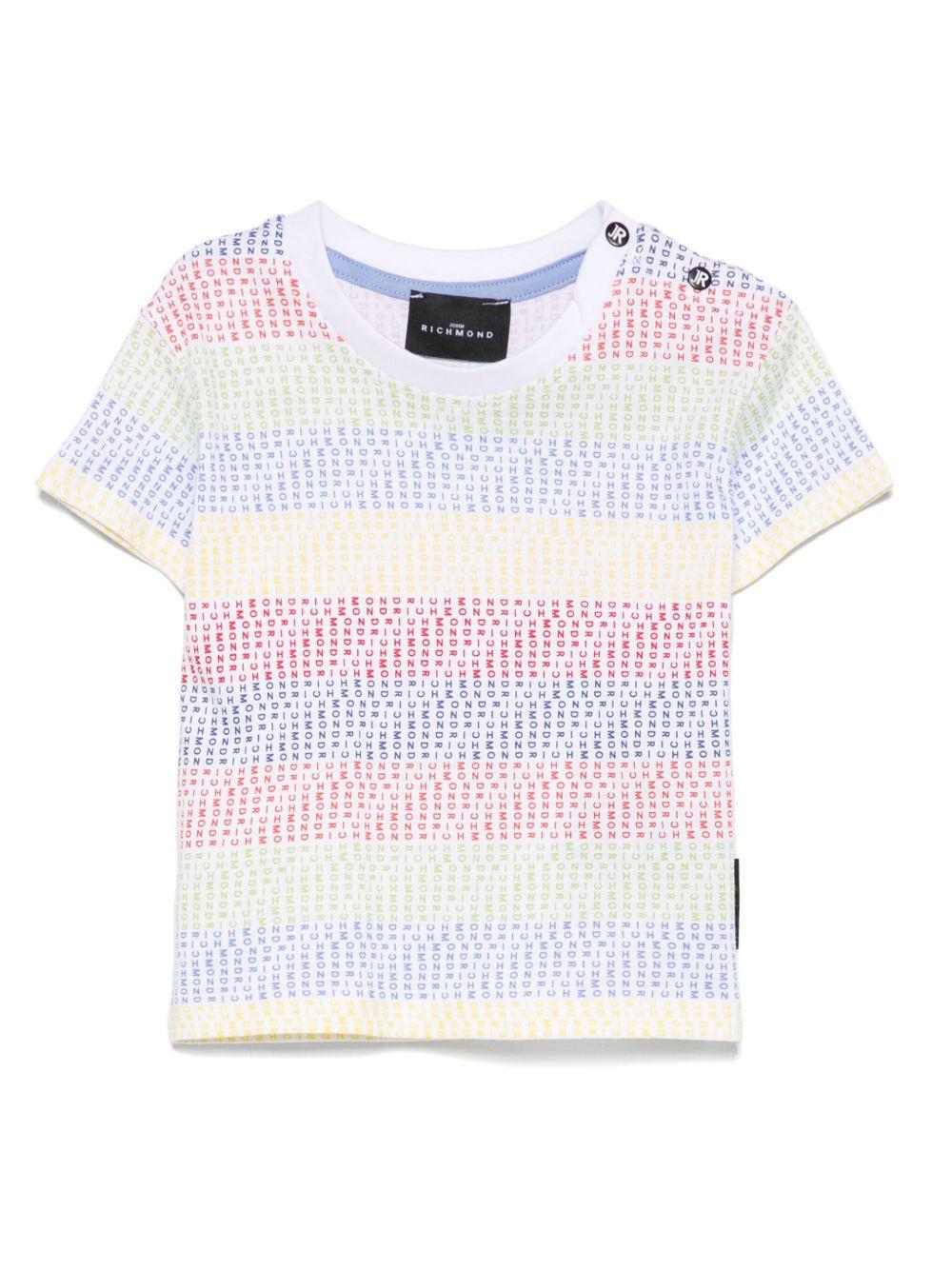 T-shirt per neonato John Richmond Junior bianco con stampa con logo all - over - Rubino Kids