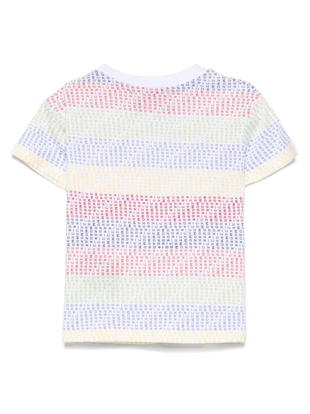 T-shirt per neonato John Richmond Junior bianco con stampa con logo all - over - Rubino Kids