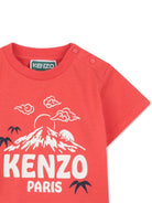T-shirt per neonato Kenzo Kids rossa con stampa grafica sul davanti - Rubino Kids