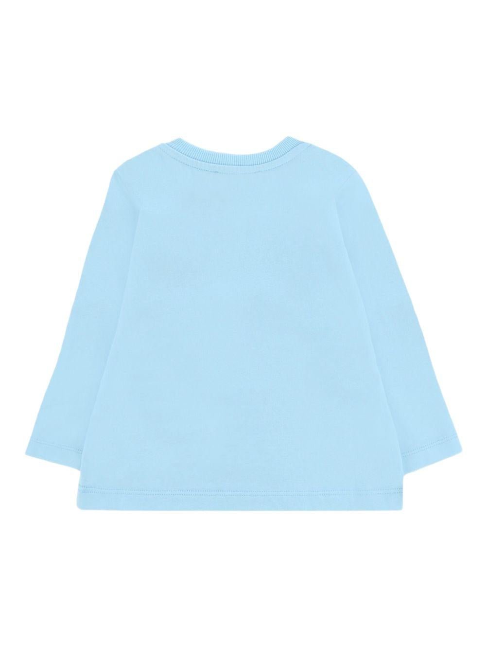 T-shirt per neonato Moschino azzurra con logo sul davanti - Rubino Kids