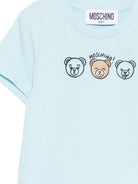 T-shirt per neonato Moschino Kids azzurra con stampa tre orsetti - Rubino Kids