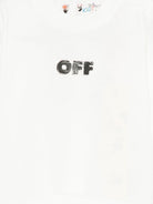 T-shirt per neonato Off - White Kids bianca con logo stampato e maniche lunghe - Rubino Kids