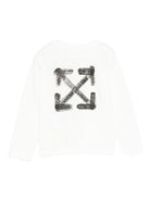 T-shirt per neonato Off - White Kids bianca con logo stampato e maniche lunghe - Rubino Kids
