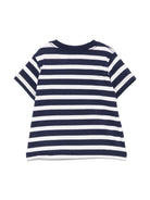 T-shirt per neonato Polo Ralph Lauren Kids blu a righe con stampa logo sul davanti - Rubino Kids