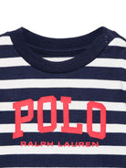 T-shirt per neonato Polo Ralph Lauren Kids blu a righe con stampa logo sul davanti - Rubino Kids