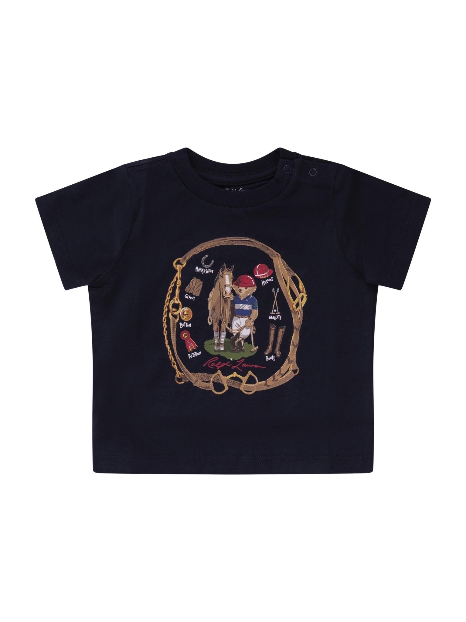 T-shirt per neonato Polo Ralph Lauren Kids nera con stampa Polo Bear - Rubino Kids