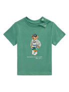 T-shirt per neonato POLO RALPH LAUREN Kids verde in cotone con stampa logo - Rubino Kids