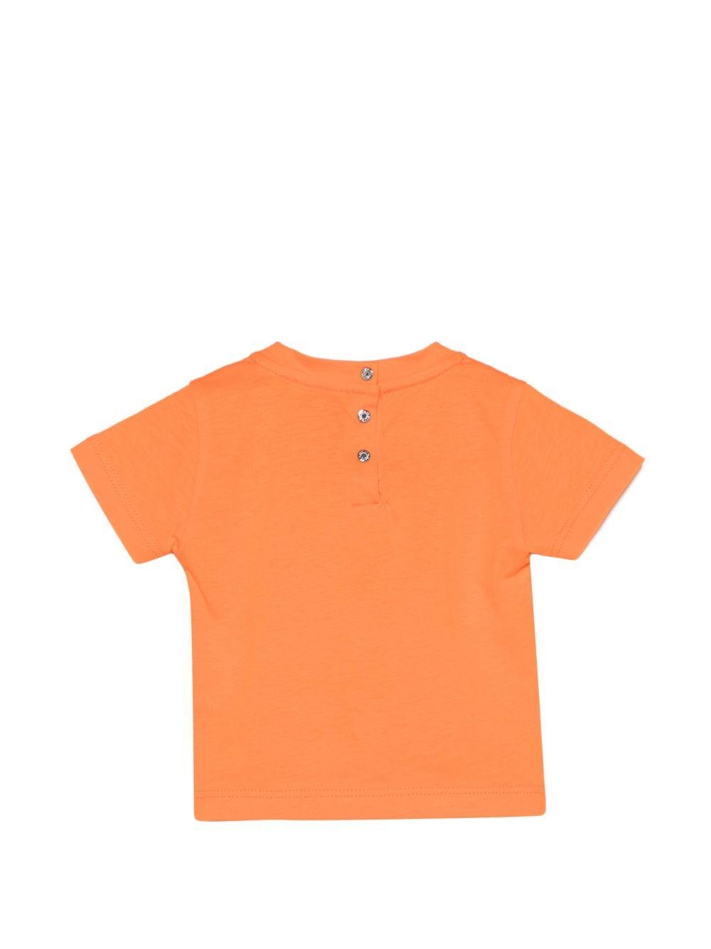 T-shirt per neonato Roberto Cavalli Kids arancione con stampa grafica tropicale - Rubino Kids