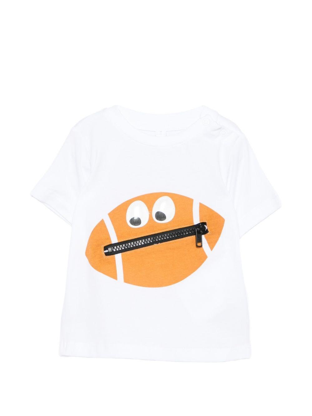 T-shirt per neonato Stella McCartney Kids bianca con stampa palla da rugby - Rubino Kids