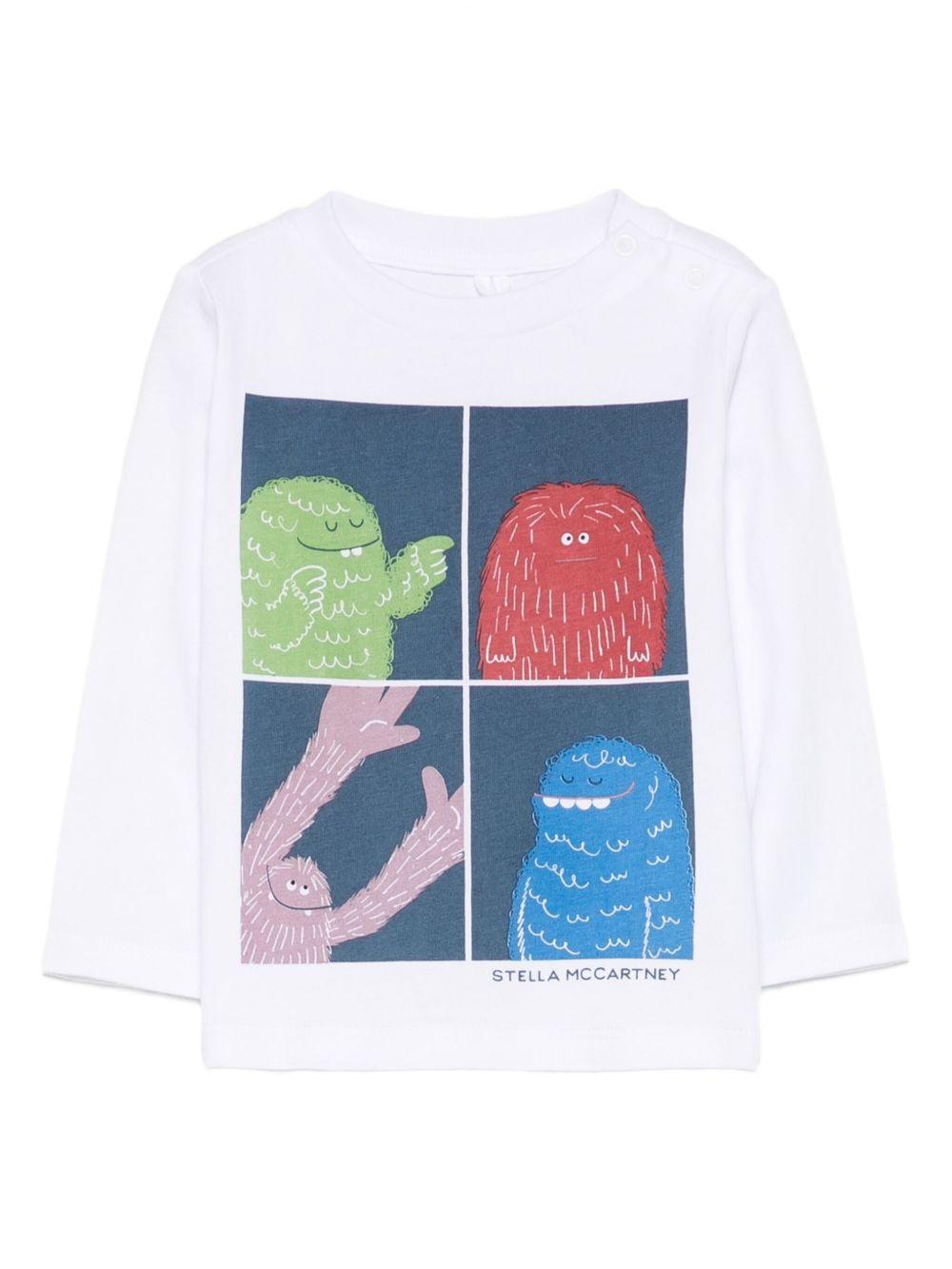T-shirt per neonato Stella McCartney Kids bianco con stampa grafica - Rubino Kids