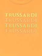 T-shirt per neonato Trussardi Junior arancione con logo goffrato e chiusura con bottoni a pressione sulla spalla - Rubino Kids