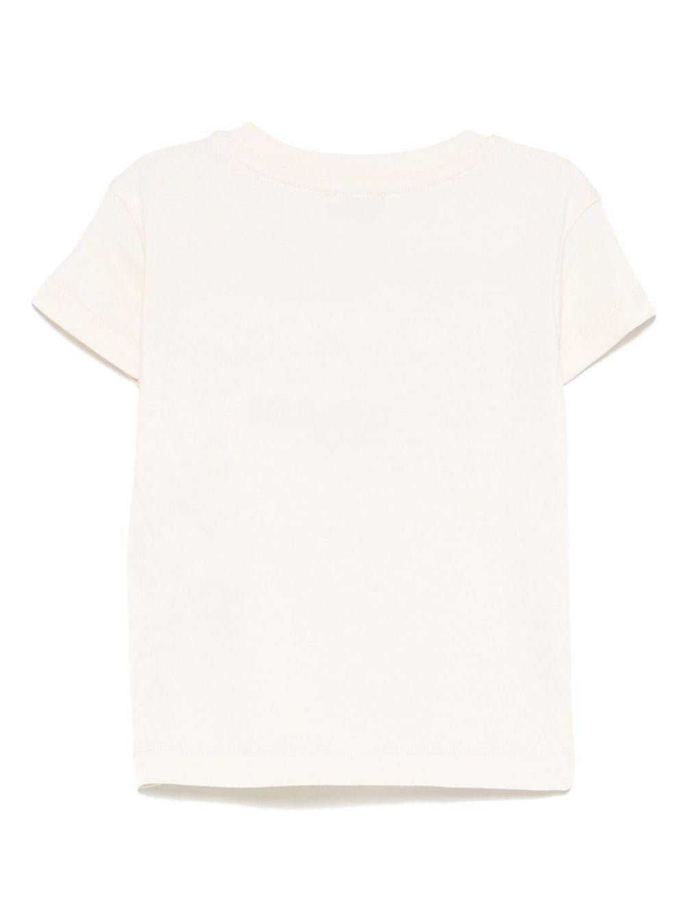 T-shirt per neonato Trussardi Junior beige con logo e dettaglio goffrato - Rubino Kids