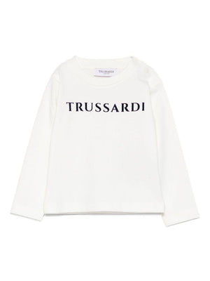 T-shirt per neonato Trussardi Junior bianco con logo sul davanti