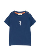 T-shirt per neonato Trussardi Junior blu con logo sul davanti - Rubino Kids
