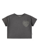 T-shirt Runi per bambina Molo grigia con stampa grafica cuore - Rubino Kids