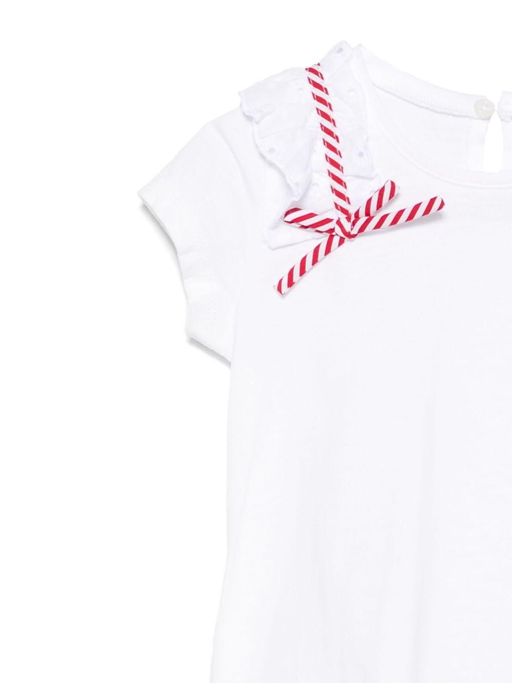 T-shirt Sangallo per neonata Monnalisa bianco con dettaglio fiocco - Rubino Kids