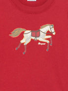T-shirt Tadda per bambino Bonpoint rossa con stampa cavallo - Rubino Kids