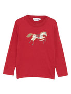 T-shirt Tadda per bambino Bonpoint rossa con stampa cavallo - Rubino Kids
