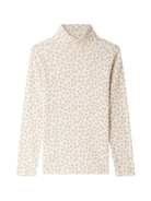 T-shirt Tahiti per bambina Bonpoint bianca a maniche lunghe e stampa con ciliegie - Rubino Kids