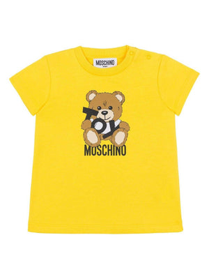 T-shirt Teddy Bear per neonata Moschino Kids giallo con orlo dritto