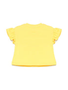 T-shirt Teddy Bear per neonata Moschino Kids giallo con stampa sul davanti - Rubino Kids