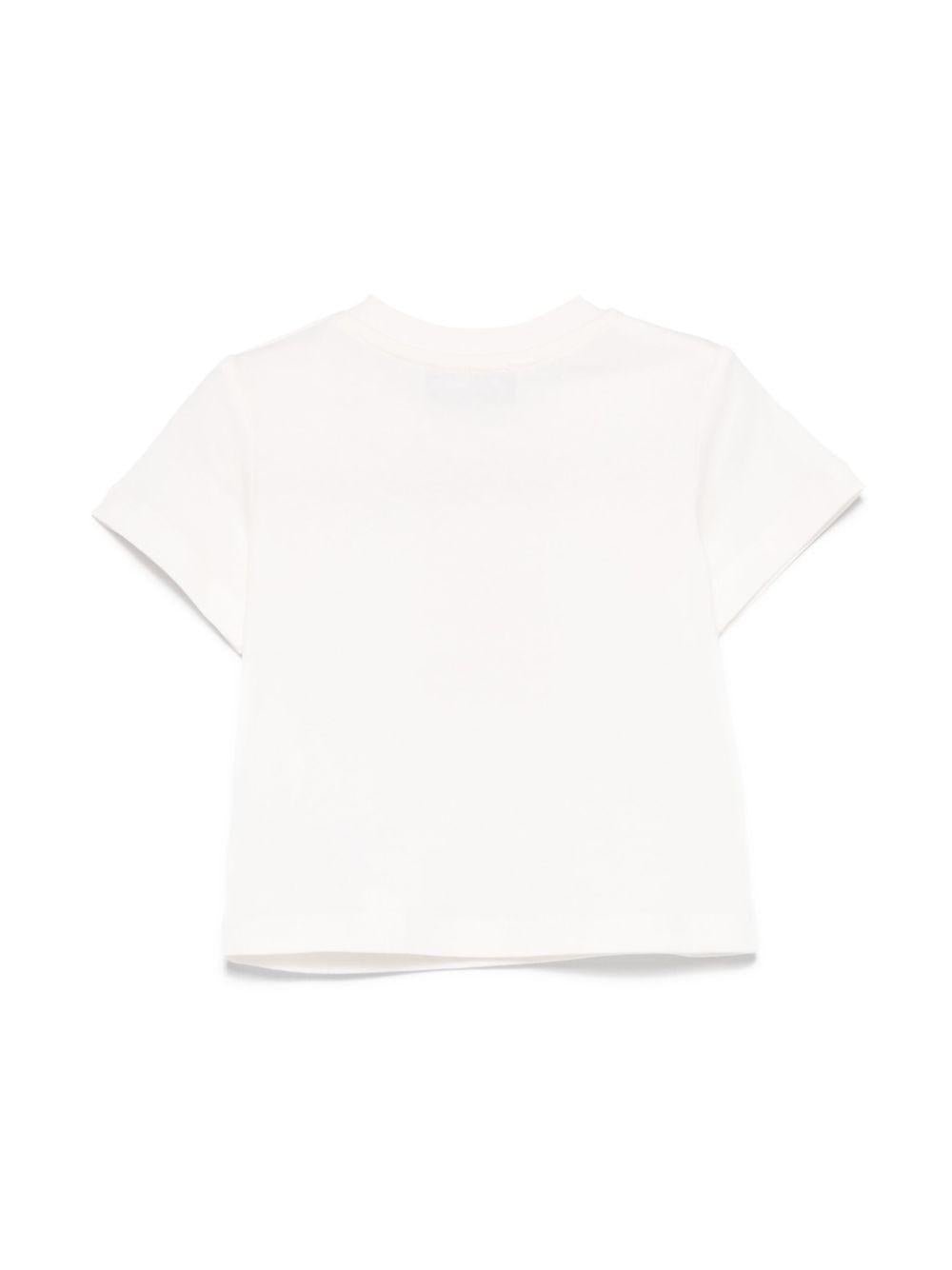 T-shirt Teddy Bear per neonato Moschino Kids bianco con ricamo frontale - Rubino Kids