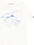 T-shirt Thibald Island per bambino Bonpoint bianca con stampa grafica sul davanti - Rubino Kids
