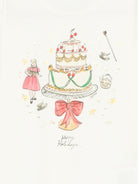 T-shirt Tidjiane per bambina Bonpoint bianca con scritta sul davanti "Happy Holidays" - Rubino Kids