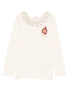 T-shirtTidjany per bambina Bonpoint bianca con dettagli ricamati - Rubino Kids