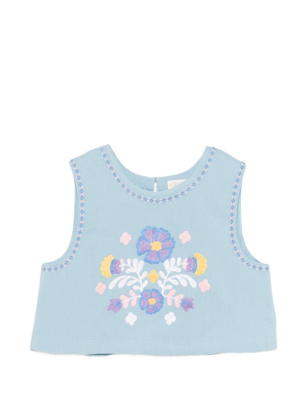 Top Albane per bambina Louise Misha azzurra con ricamo a fiori - Rubino Kids