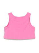 Top con stampa logo per bambina Moschino Kids rosa con orlo dritto - Rubino Kids