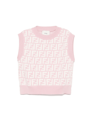 Fendi Kids pink straight-hem junior knit top for baby girls