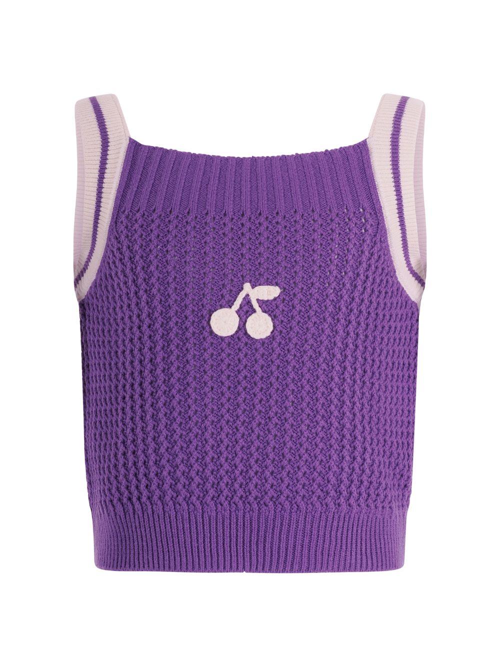 Top per bambina Bonpoint viola con motivo a ciliega - Rubino Kids