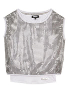 Top per bambina DKNY Kids argentato con paillettes - Rubino Kids