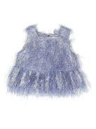 Top per bambina Douuod Kids blu con frange e trama metallizzata - Rubino Kids