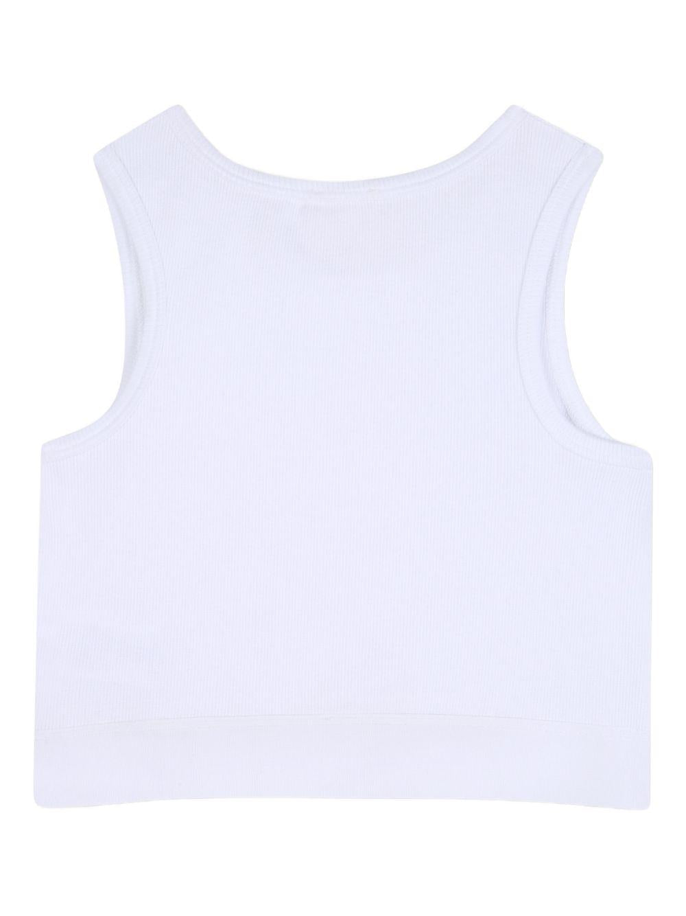 Top per bambina Givenchy Kids bianco a coste - Rubino Kids