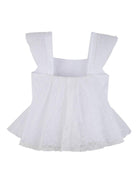 Top per bambina Givenchy Kids bianco con ricamo floreale in pizzo - Rubino Kids