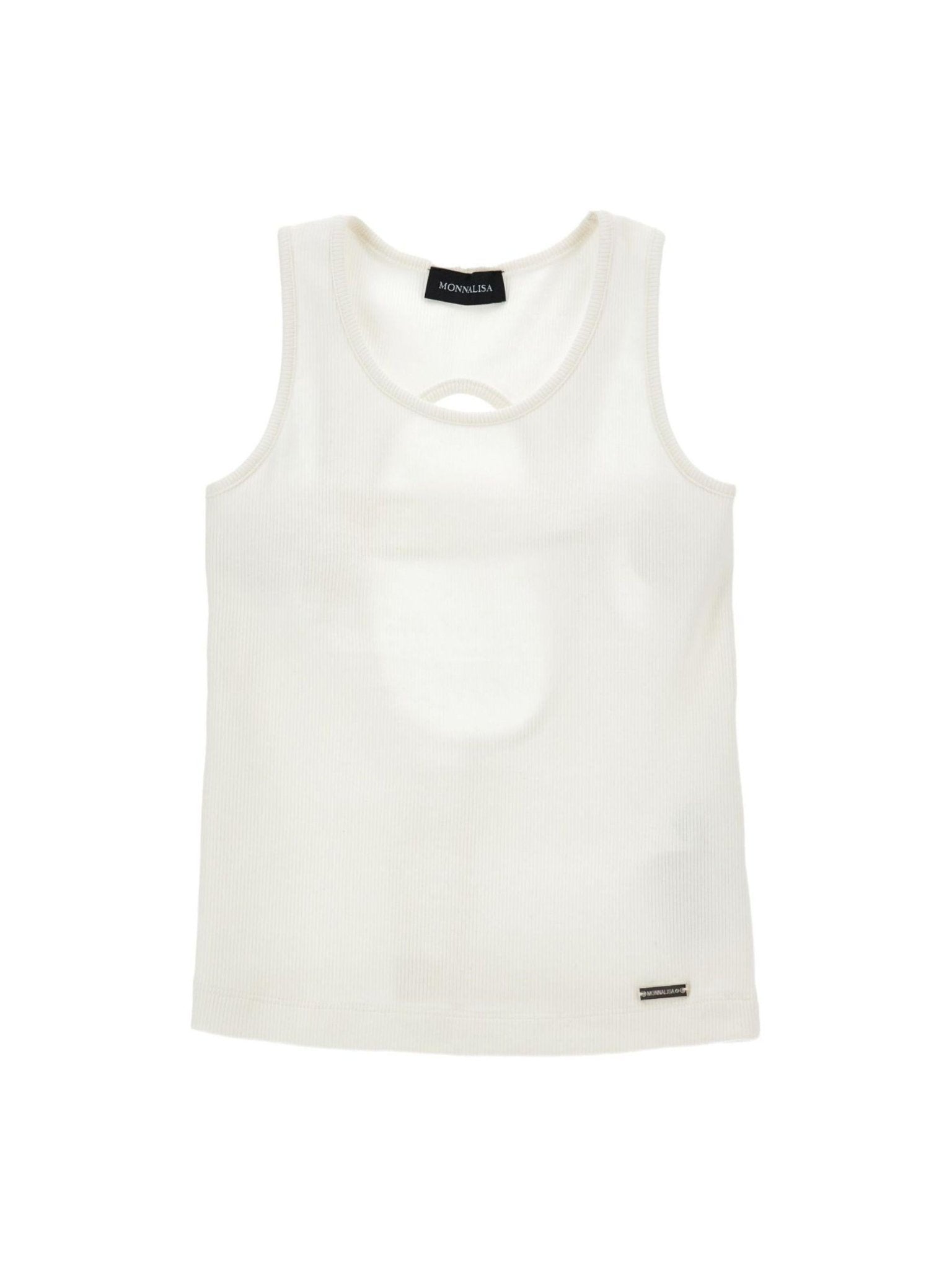 Top per bambina Monnalisa bianco a coste con dettaglio cut - out - Rubino Kids
