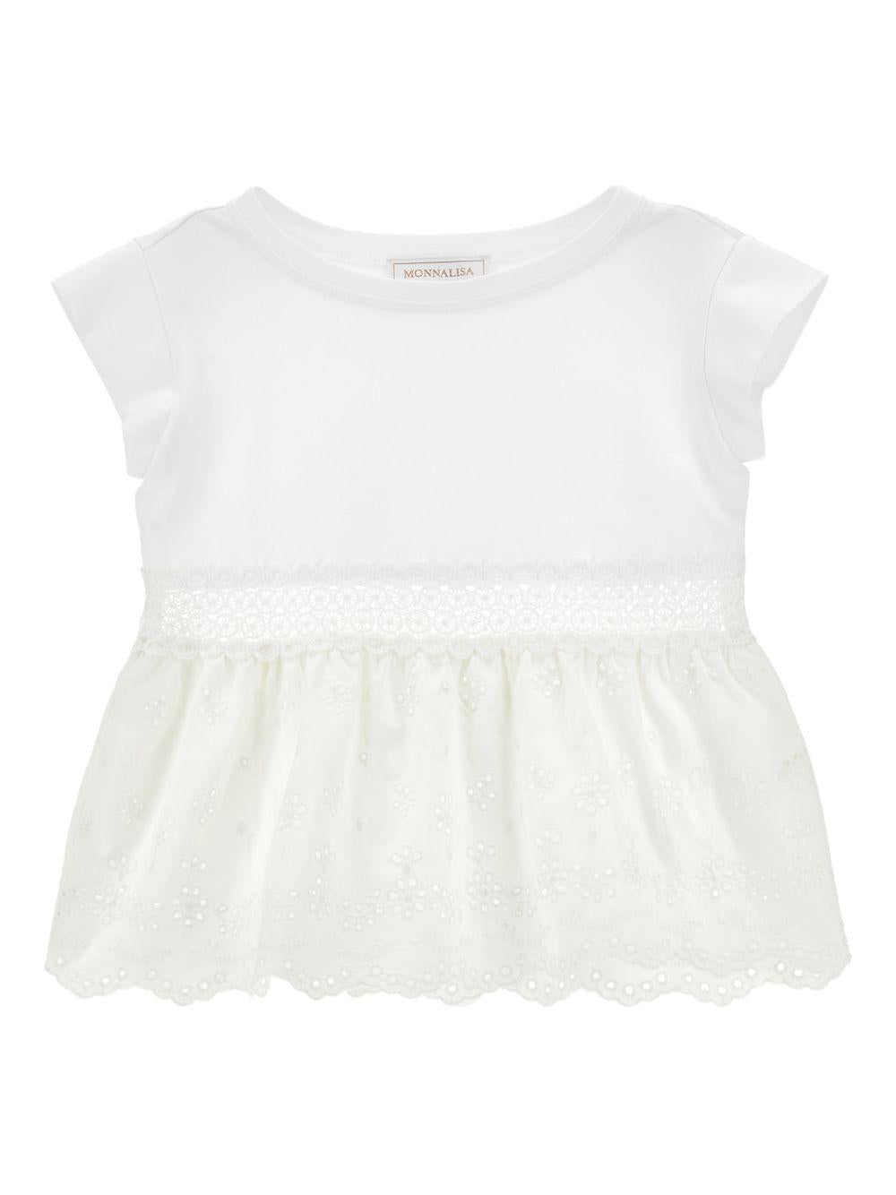Top per bambina Monnalisa bianco con dettagli ricamati - Rubino Kids