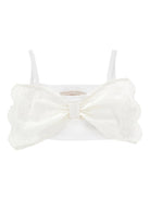 Top per bambina Monnalisa bianco con dettaglio fiocco ricamato - Rubino Kids