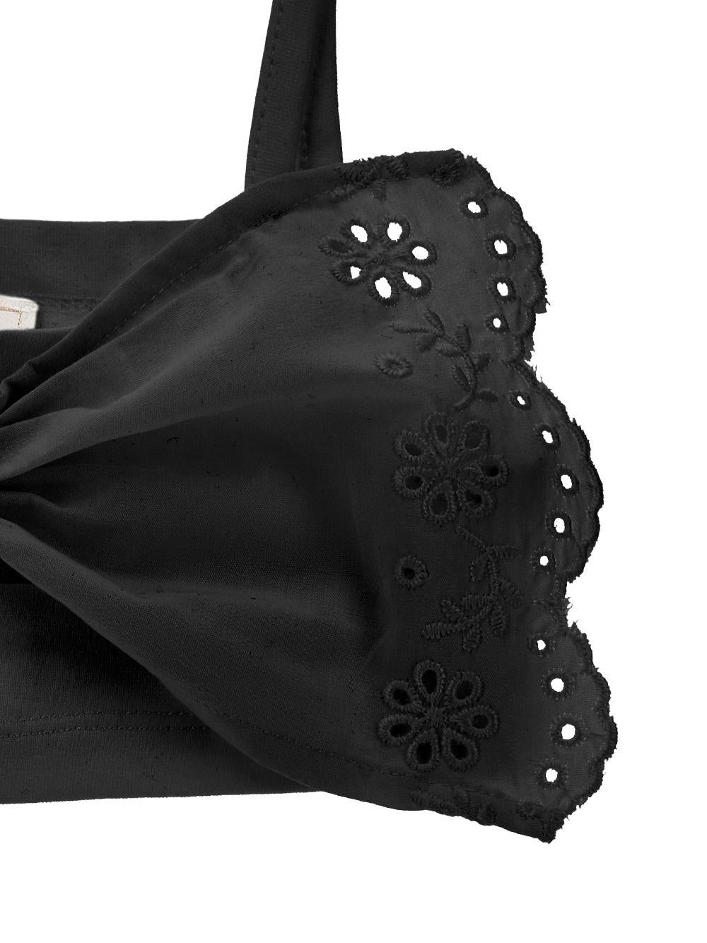 Top per bambina Monnalisa nero con dettaglio fiocco ricamato - Rubino Kids