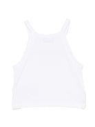 Top per bambina Moschino Kids bianca con stampa Teddy Bear con fiore - Rubino Kids