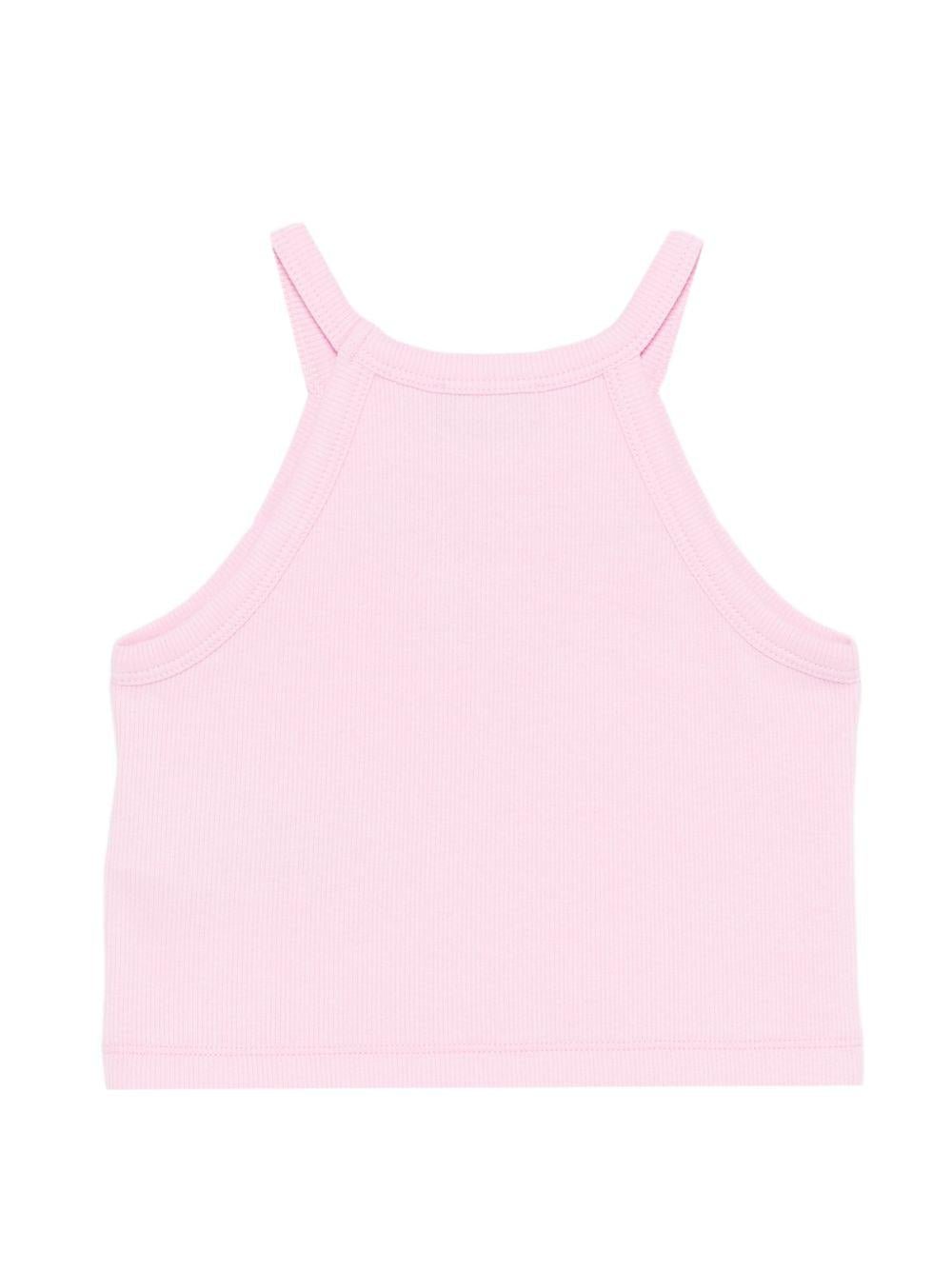 Top per bambina Moschino Kids rosa con stampa Teddy Bear con fiore - Rubino Kids