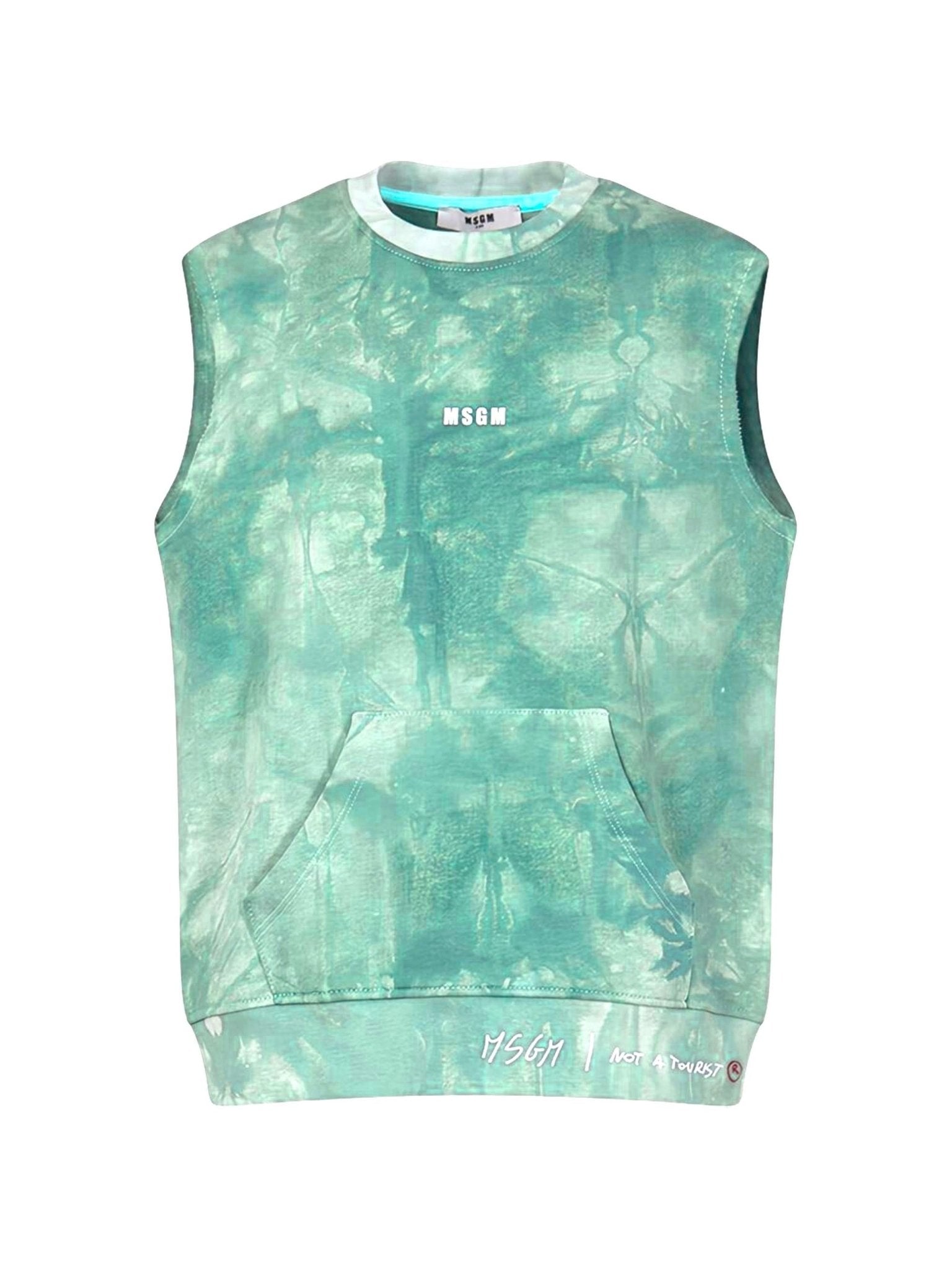 Top per bambina MSGM Kids verde con fantasia tie dye - Rubino Kids