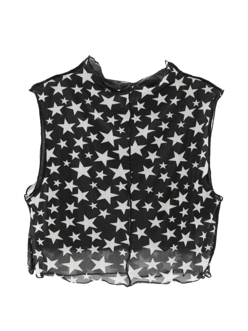 Top per bambina Stella McCartney Kids nero con stampa stelle all - over - Rubino Kids