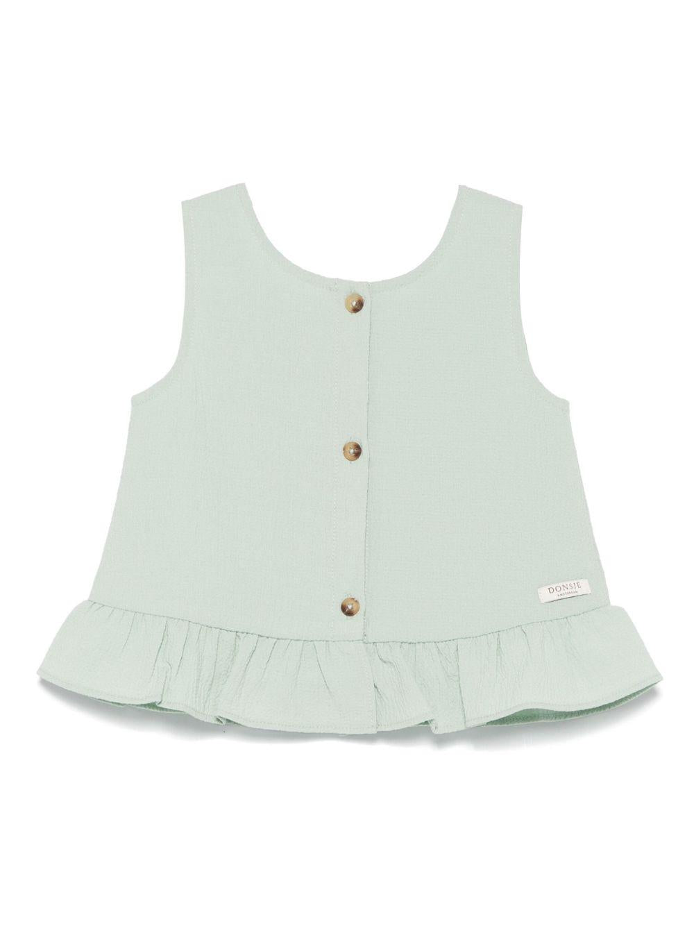 Top per neonata Donsje Francise verde con orlo increspato - Rubino Kids