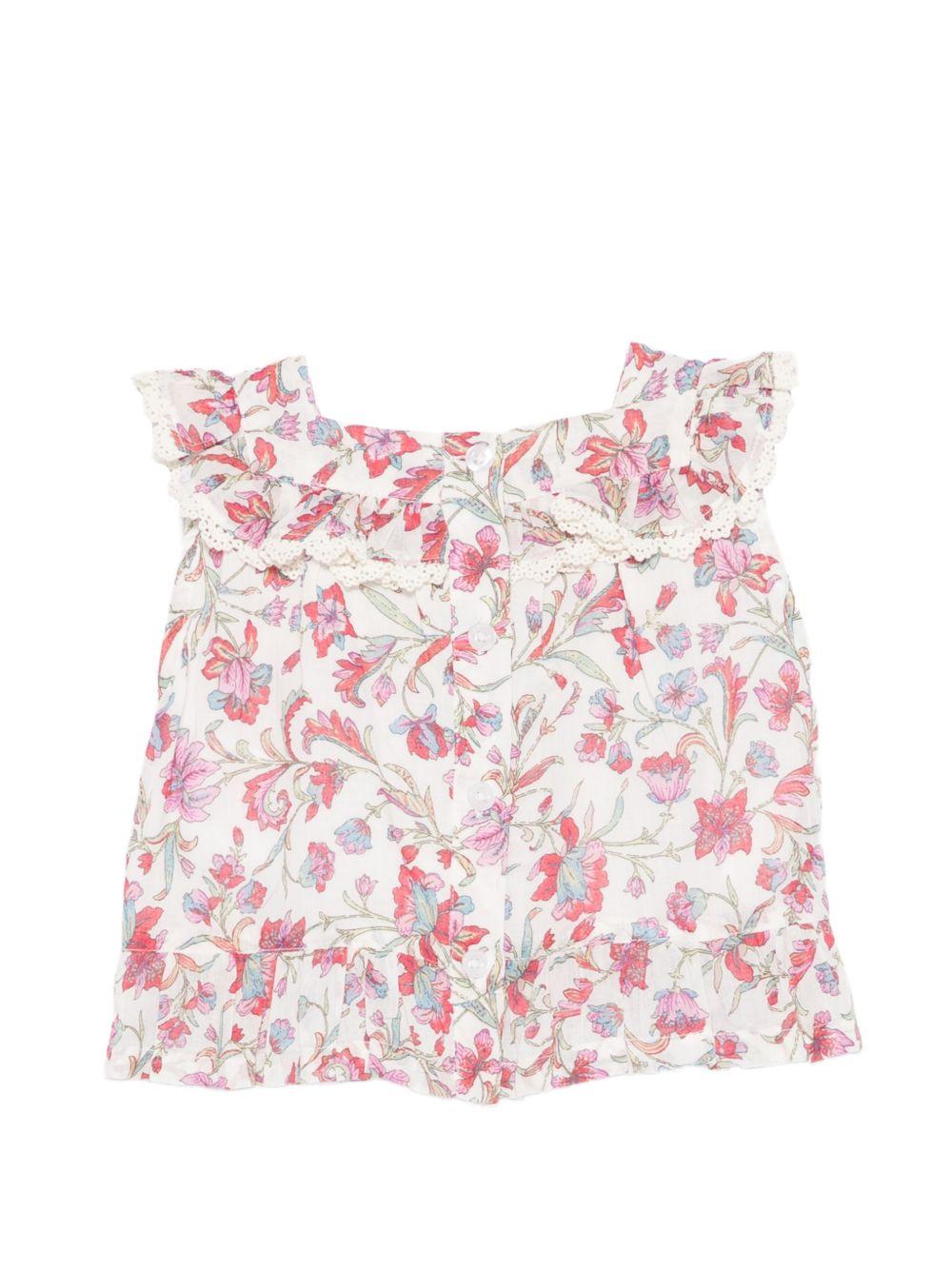 Top per neonata Louise Misha bianco con stampa a fiori all - over - Rubino Kids