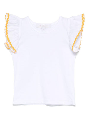 Mariella Ferrari white baby girl top with scalloped detail