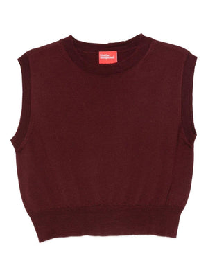 Top smanicato per donna Merci bordeaux con scollo rotondo